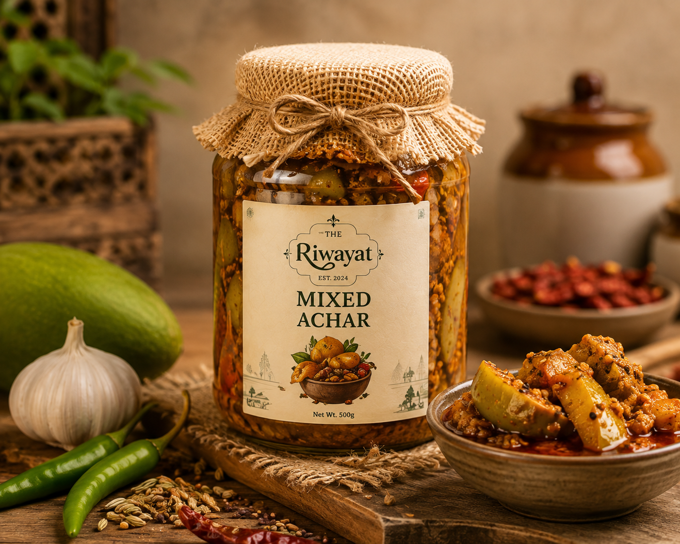 The Riwayat | Authentic Pakistani Food & Desi Products Online rustic mixed achar jar still life